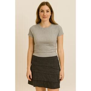 PrAna wool blend dark grey mini skirt stretch casual fit flare M casual flirty